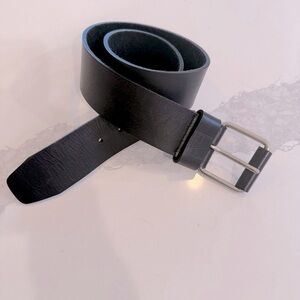 Anne Klein Black Wide Chunky Leather Belt Large Square Buckle Small EUC